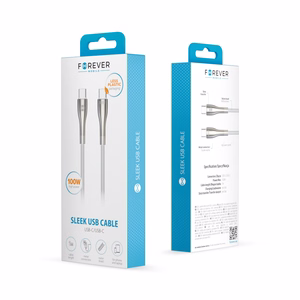 "Forever Sleek" kabelis USB-C - USB-C 1,0 m 100W baltas