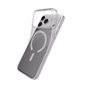 Puro 0.3 MAG itin plonas TPU dėklas telefonui suderinamas su Magnetiniu įkrovimu iPhone 17 Pro Max - skaidrus