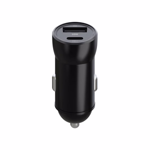 "Maxlife MXCC-04 PD QC automobilinis įkroviklis 1x USB-C 1x USB 20W juodas + USB-C - Lightning kabelis 27W