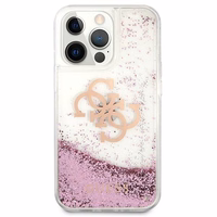 Guess GUHCP13XLG4GPI iPhone 13 Pro Max 6.7" rožinis/rožinis kietas dėklas 4G Didelis Skystas Glitter