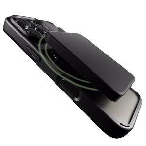 Puro Book Mag Magnetinis odinis dėklas su atvartu ir kortelių skyriumi telefonui iPhone 16 Pro - juodas