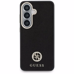 Guess dėklas Rhinestone Round Logo MagSafe for Samsung Galaxy S26 juodas