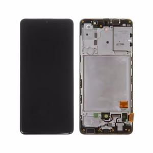 LCD ekranas skirtas Samsung A415 A41 juodas su rėmeliu HQ