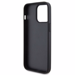 Ferrari dygsniuotas metalo logotipa dėklas iPhone 15 Pro Max – juodas