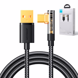 Joyroom žaidimų kabelis S-UC027A6 USB-C (kampinis) / USB-A (tiesus) 3A 1.2m - juodas