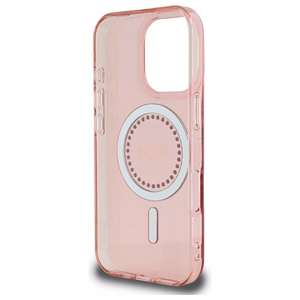Guess IML Brangakmeniai Magnetinis dėklas telefonui iPhone 16 Pro - rožinis