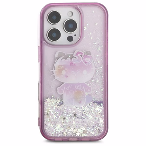 Hello Kitty Liquid Glitter 50 metų jubiliejaus vakarėlio dėklas telefonui iPhone 16 Pro Max - violetinis