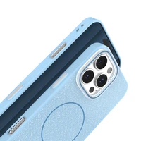 Blizgus plonas magnetinis dėklas telefonui iPhone 12 / 12 Pro 6,1" mėlynas