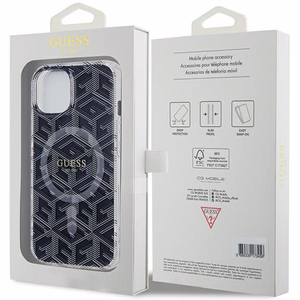 Guess IML GCube Magnetinis dėklas telefonui iPhone 15 / 14 / 13 - juoda