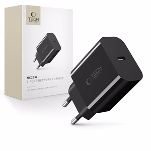 Tech-Protect NC20W USB-C 1 jungties PD20W sieninis įkroviklis – juodas