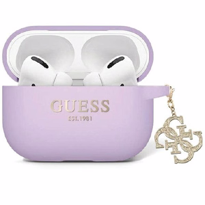 Guess GUAP2LECG4U dėklas AirPods Pro 2 dangteliui - violetinė skysta silikoninė blizganti trikampė pakabukas