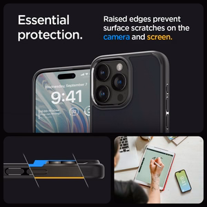 Spigen Ultra Hybrid dėklas telefonui iPhone 15 Pro - Skaidrus juodas
