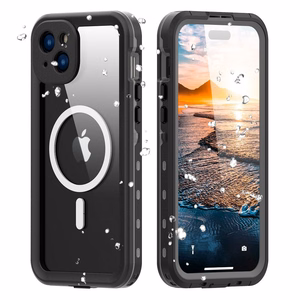 Atsparus vandeniui dėklas SHELLBOX DOT suderinamas su MagSafe IPHONE 15 Plus juodas