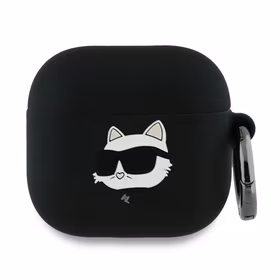 Karl Lagerfeld Silikoninis Choupette Head 3D dėklas AirPods 4 – juodas