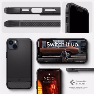 Spigen Rugged Armor Mag dėklas su MagSafe iPhone 14 - matinė juoda