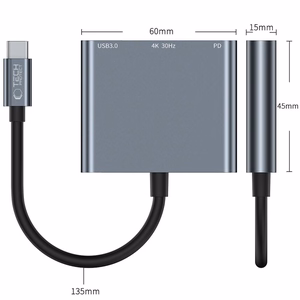 HUB Tech-Protect V1 3in1 USB-C - USB-A 3.0 / USB-C PD 100W / HDMI 4K 30Hz - pilkas