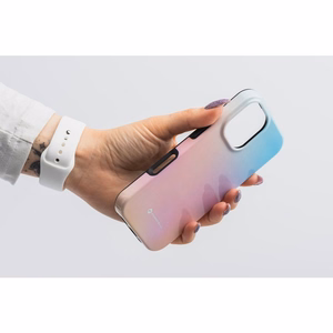 FORCELL F-PROTECT Mirage, karinio standarto išbandytas magnetinis dėklas telefonui IPHONE 16, rausvai mėlynas