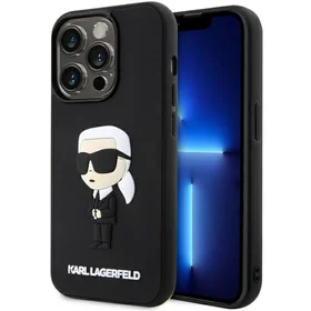 Karl Lagerfeld KLHCP14L3DRKINK iPhone 14 Pro 6.1" Kietasis dėklas (m) - juodas (m) Rubber Ikonik 3D