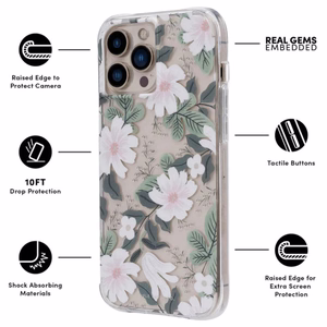Rifle Paper Clear dėklas, skirtas iPhone 13 Pro, „Willow“ rašto