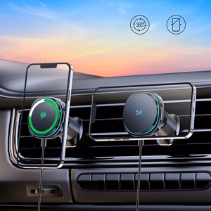 Wozinsky WCT5-Q6S2Y Car Holder with Qi/MagSafe 15W Inductive Charger for Ventilation Grill with Fan - Black
