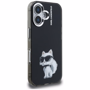 Karl Lagerfeld IML Aquarelle Choupette & Logo iPhone 16 deklas - juodas