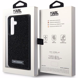 Karl Lagerfeld su kalnų krištolo metaliniu logotipu dėklas telefonui Samsung Galaxy S24 - juodas