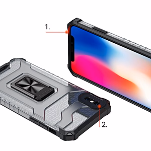 Crystal Ring Case Kickstand tvirtas patvarus dėklas iPhone XS Max raudonas
