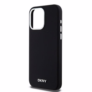 DKNY DKHMP15XSMCHLK iPhone 15 Pro Max6.7" juodas dėklas Liquid Silicone Small Metal Logo MagSafe