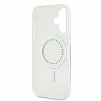 Guess IML Rhinestones magnetinis dėklas telefonui iPhone 16 Plus - baltas
