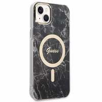 Rinkinys Guess GUBPP14SHMEACSK dėklas + įkroviklis iPhone 14 6.1" juodas/kietas dėklas Marmuras Magnetinis