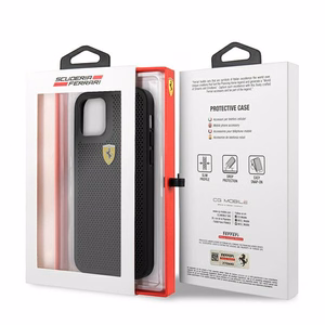 Ferrari FESPEHCP12MBK iPhone 12/12 Pro 6.1" juodas/juodas kietas dėklas On Track Perforated