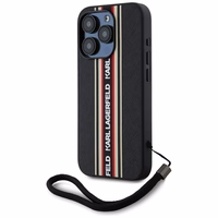 Karl Lagerfeld Saffiano Athleisure Stripes Cord Dėklas telefonui iPhone 15 Pro - raudonas