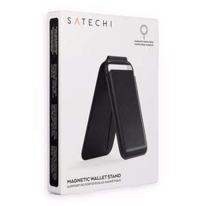 Satechi Vegan Leather Wallet Stand veganiškos odos piniginė su stovu, suderinama su MagSafe, juoda