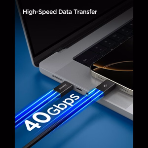 "Spigen Essential EB24015CC USB-C / USB-C 240W 150 cm ilgio kabelis - juodas