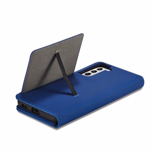 Magnetinis kortelių dėklas Samsung Galaxy S22 + (S22 Plus) piniginė kortelių laikiklis mėlynas