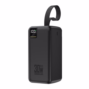 Wozinsky W8-B 50000mAh 30W išorinė baterija, 2xUSB-A, 2xUSB-C, USB micro, su žibintuvėliu, juoda