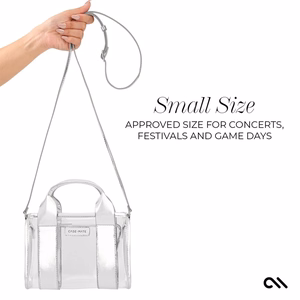 Case-Mate Micro Tote Bag vandeniui atsparus krepšys per petį, Silver Chrome / Clear