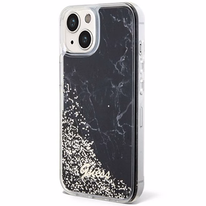 Guess Liquid Glitter Marble dėklas telefonui iPhone 14 - juodas