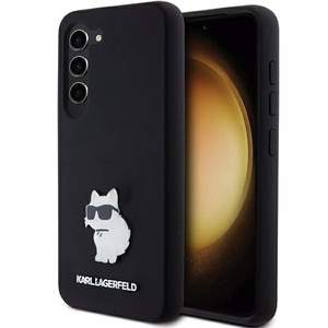 Karl Lagerfeld silikoninis Choupette metalinis smeigtukas dėklas telefonui Samsung Galaxy S23 - juodas