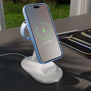 Puro Mag Station Qi2 3-in-1 belaidis įkroviklis, suderinamas su MagSafe - baltas