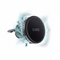 Išmaniojo telefono laikiklis su indukciniu įkrovikliu SBS TESUPFANWIR15W 15W, tvirtinamas prie oro angos, su aušinimu – juodas