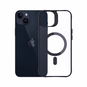 Чехол 3mk Satin Armor MagCase с MagSafe для iPhone 14 Plus - прозрачный с чёрной рамкой