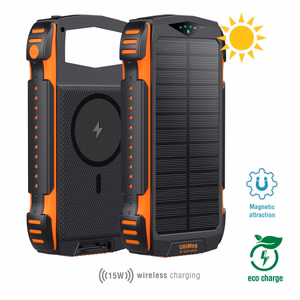 4smarts TitanPack UltiMag tvirto korpuso išorinė baterija su saulės elementu, 20 000 mAh – juoda ir oranžinė