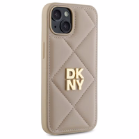 DKNY Quilted Stack Logo dėklas telefonui iPhone 14 - smėlio spalvos