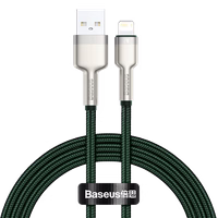 USB laidas "Lightning Baseus Cafule", 2,4 A, 1 m (žalias)