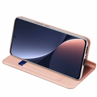 Dux Ducis Skin Pro dėklas telefonui Xiaomi 13 Pro su kortelių laikikliu ir stovu rožinis