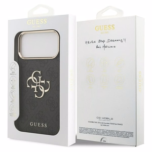 Guess 4G Big 4G Classic Logo dėklas telefonui iPhone 17 Pro Max - juodas ir auksinis