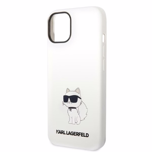 Karl Lagerfeld silikoninis Choupette dėklas telefonui iPhone 14 Plus - baltas
