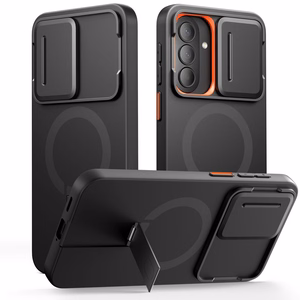 Tech-Protect Kevlar Aura MagSafe dėklas Samsung Galaxy A57, juodas ir oranžinis