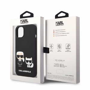 Karl Lagerfeld KLHMP14MSSKCK iPhone 14 Plus 6.7 "kietasis dėklas juodas / juodas skystas silikoninis Karl & Choupette MagSafe